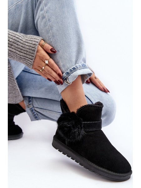 Women's suede snow boots with cutouts black Eraclio