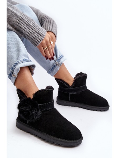 Women's suede snow boots with cutouts black Eraclio