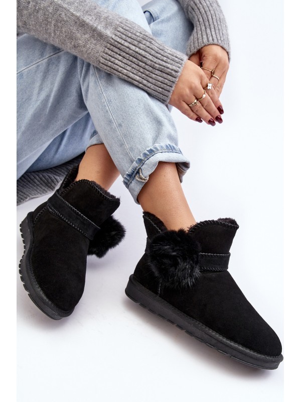 Women's suede snow boots with cutouts black Eraclio