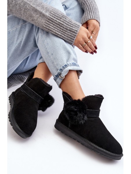 Women's suede snow boots with cutouts black Eraclio