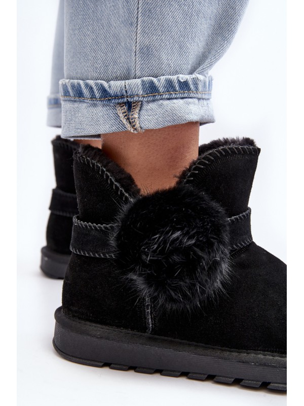 Women's suede snow boots with cutouts black Eraclio