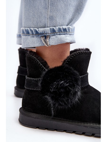 Women's suede snow boots with cutouts black Eraclio