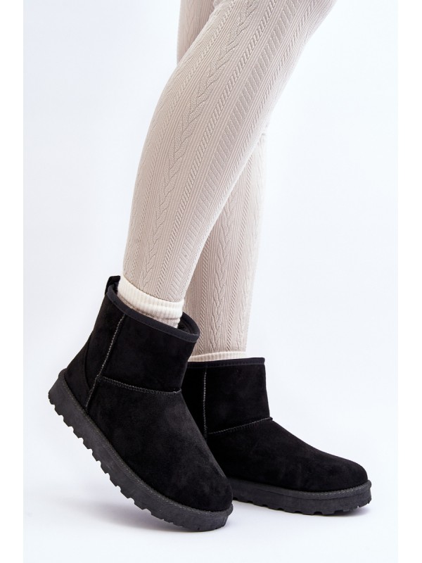 Women's Black Faux Suede Winter Boots Enranta