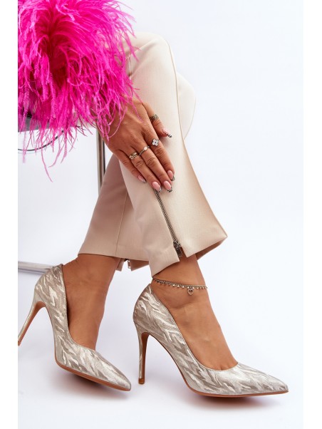 Gold Glitter Embellished Pumps Klonisa