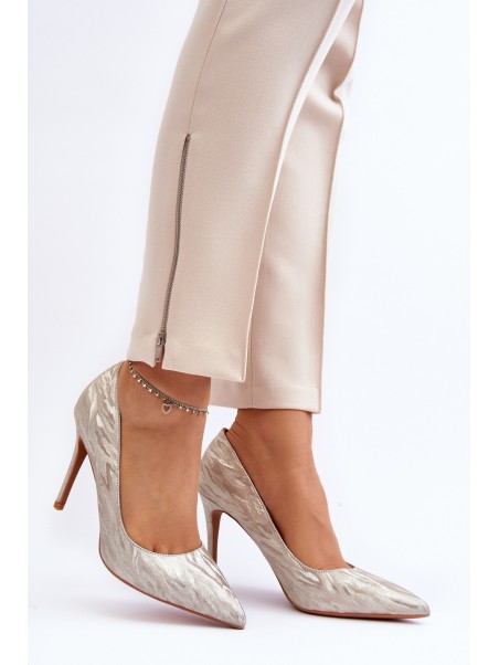 Gold Glitter Embellished Pumps Klonisa