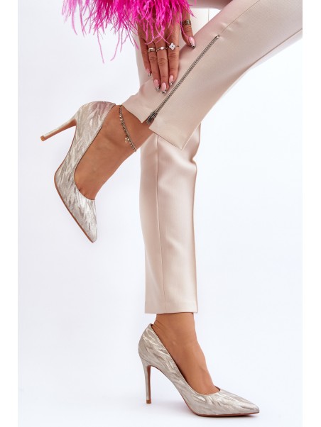 Gold Glitter Embellished Pumps Klonisa