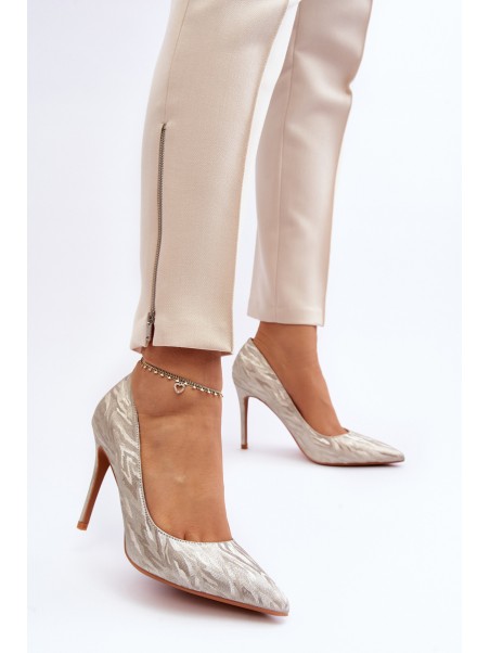 Gold Glitter Embellished Pumps Klonisa