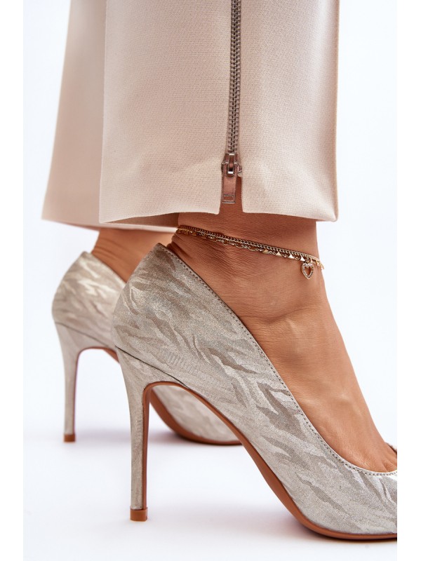 Gold Glitter Embellished Pumps Klonisa