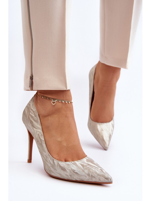 Gold Glitter Embellished Pumps Klonisa