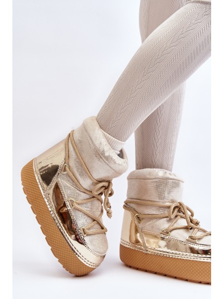 Women's Snow Boots with Gold Laces Toolsa