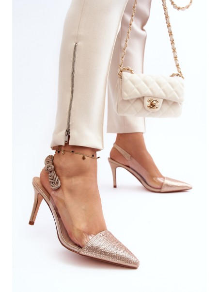 High Heels with Embellishment D&A MR1966-11 Champagne