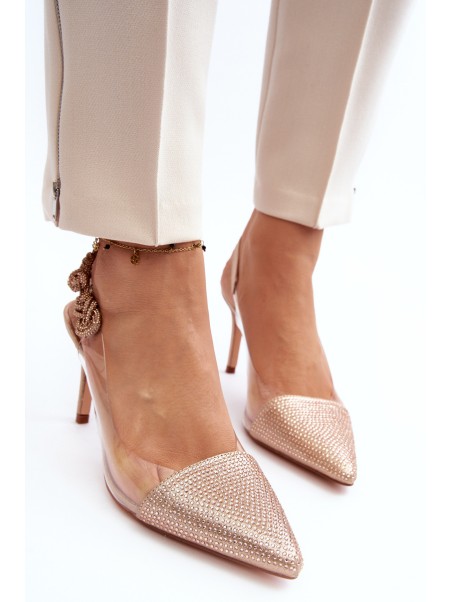 High Heels with Embellishment D&A MR1966-11 Champagne