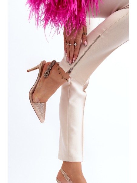 High Heels with Embellishment D&A MR1966-11 Champagne