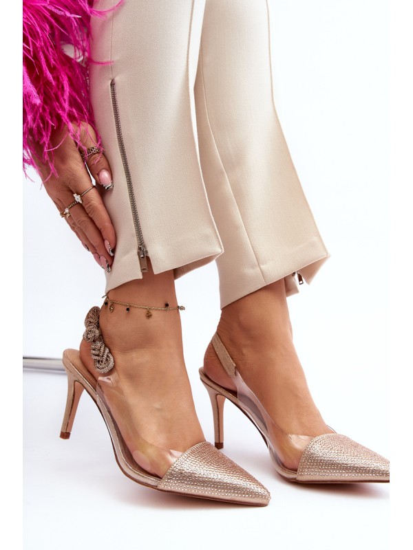 High Heels with Embellishment D&A MR1966-11 Champagne