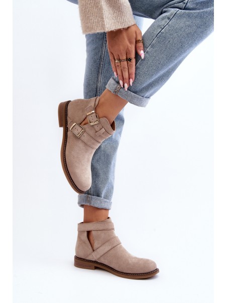 Women's Flat Heel Ankle Boots with Straps Black Melviana
