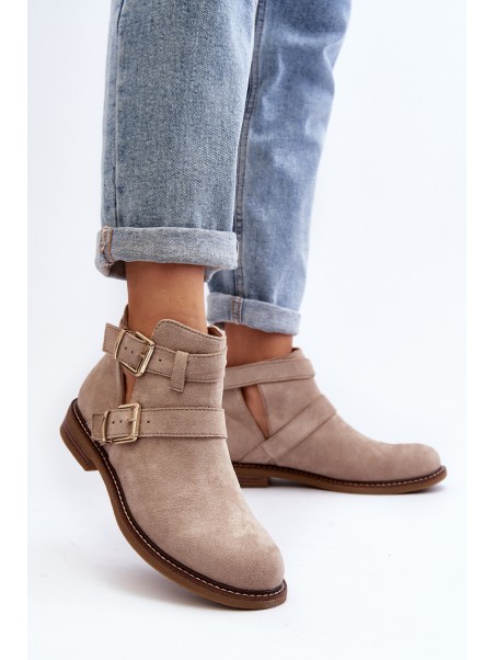 Women's Flat Heel Ankle Boots with Straps Black Melviana