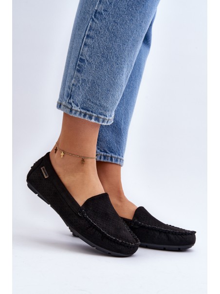 Women's Black Lattice Loafers Rasirna