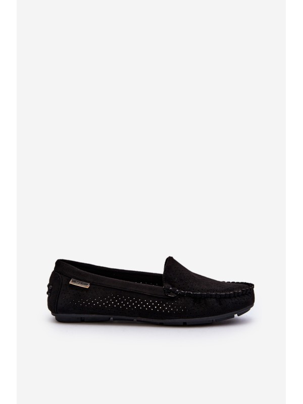Women's Black Lattice Loafers Rasirna