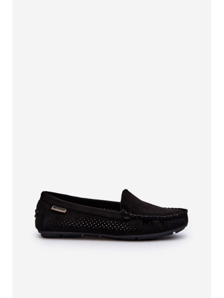 Women's Black Lattice Loafers Rasirna