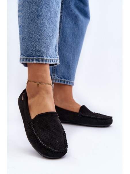 Women's Black Lattice Loafers Rasirna