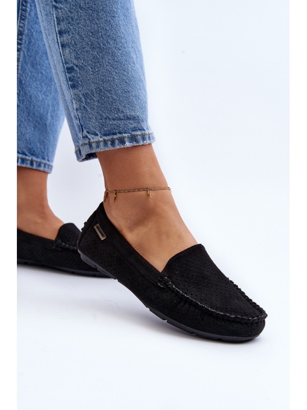 Women's Black Lattice Loafers Rasirna