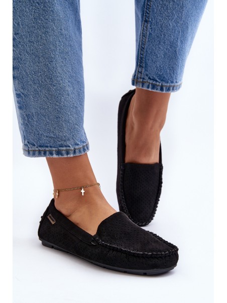 Women's Black Lattice Loafers Rasirna