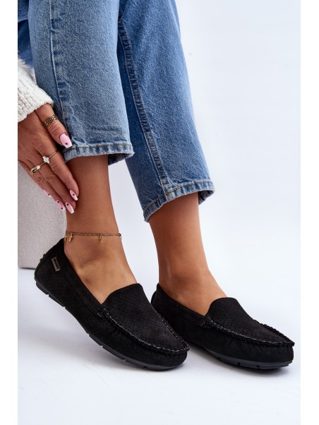 Women's Black Lattice Loafers Rasirna