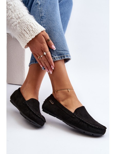 Women's Black Lattice Loafers Rasirna