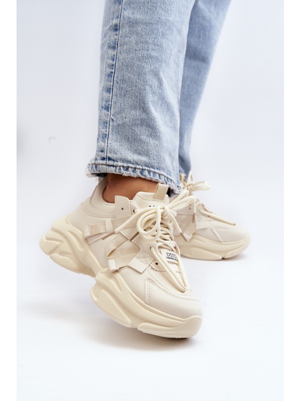 Women's sneakers with chunky sole, beige Windamella