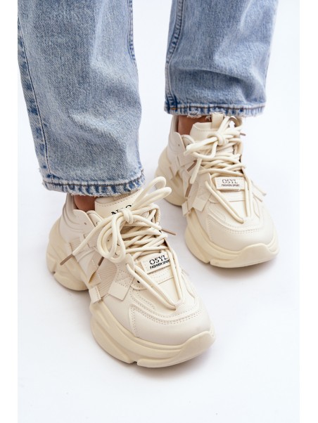 Women's sneakers with chunky sole, beige Windamella
