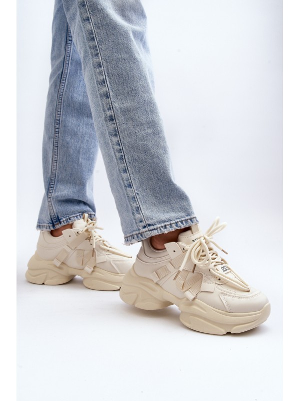 Women's sneakers with chunky sole, beige Windamella