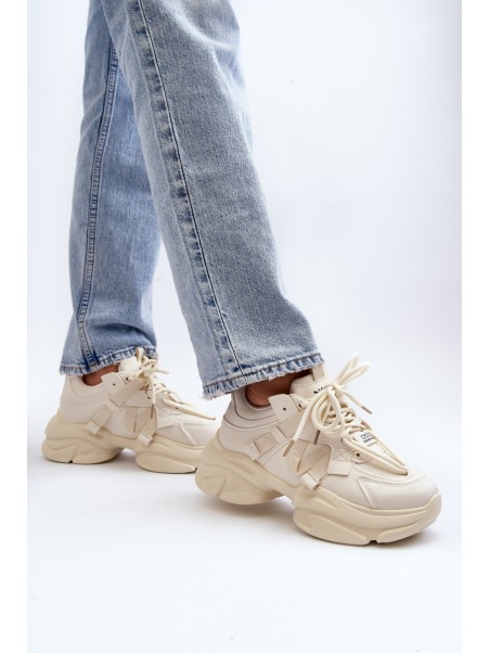Women's sneakers with chunky sole, beige Windamella