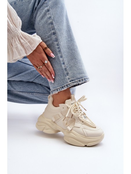 Women's sneakers with chunky sole, beige Windamella