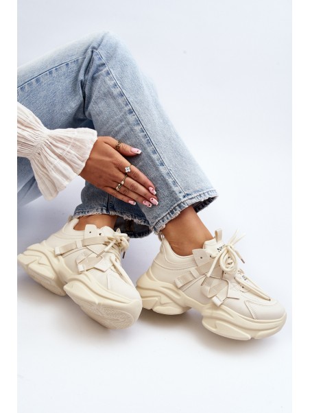 Women's sneakers with chunky sole, beige Windamella