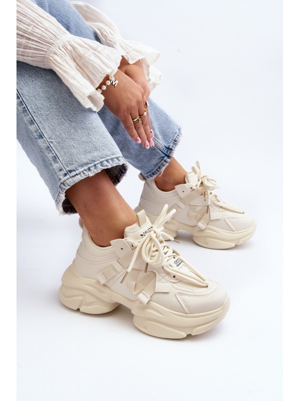 Women's sneakers with chunky sole, beige Windamella