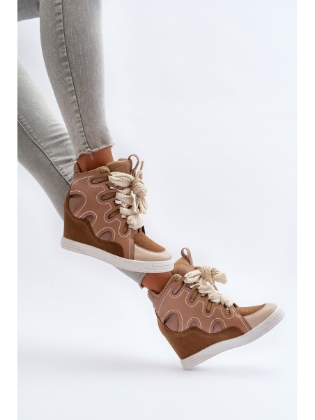 Women's Wedge Sneakers Beige Leoppa