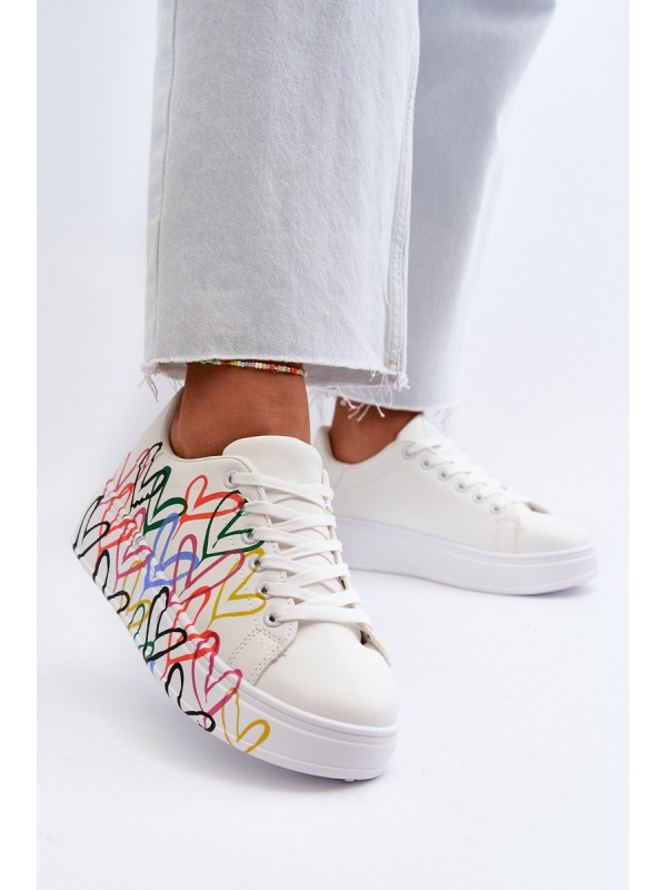 Women's Sneakers with Hearts White Claral