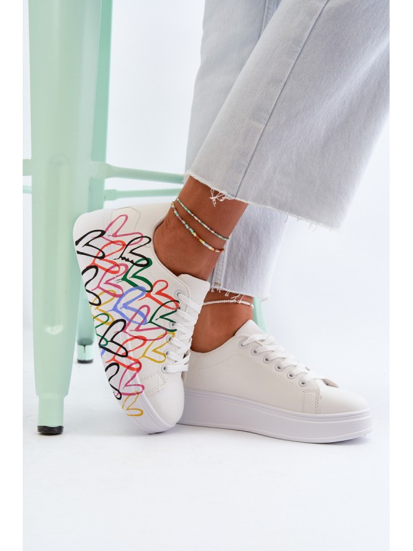 Women's Sneakers with Hearts White Claral