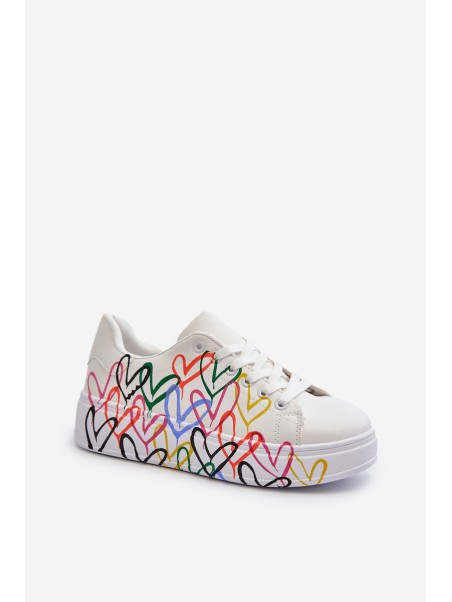 Women's Sneakers with Hearts White Claral