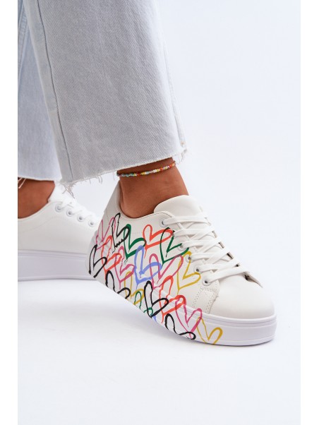 Women's Sneakers with Hearts White Claral