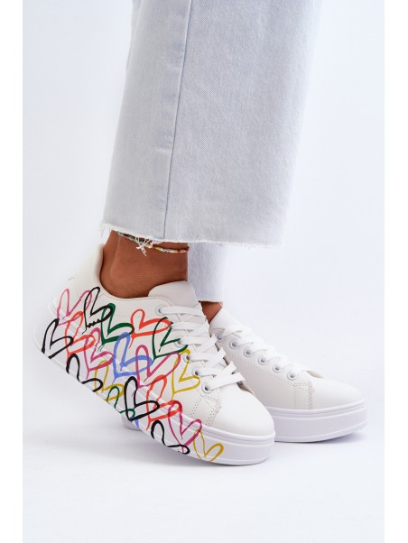 Women's Sneakers with Hearts White Claral