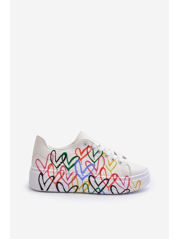 Women's Sneakers with Hearts White Claral