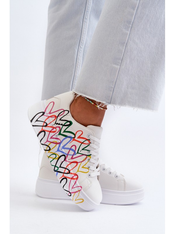 Women's Sneakers with Hearts White Claral