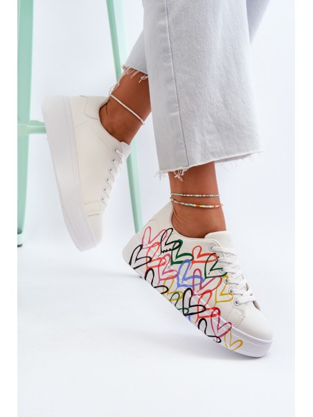 Women's Sneakers with Hearts White Claral
