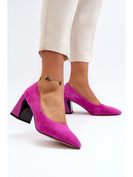Suede Court Shoes with Stiletto Heel Fuchsia Alessyndra