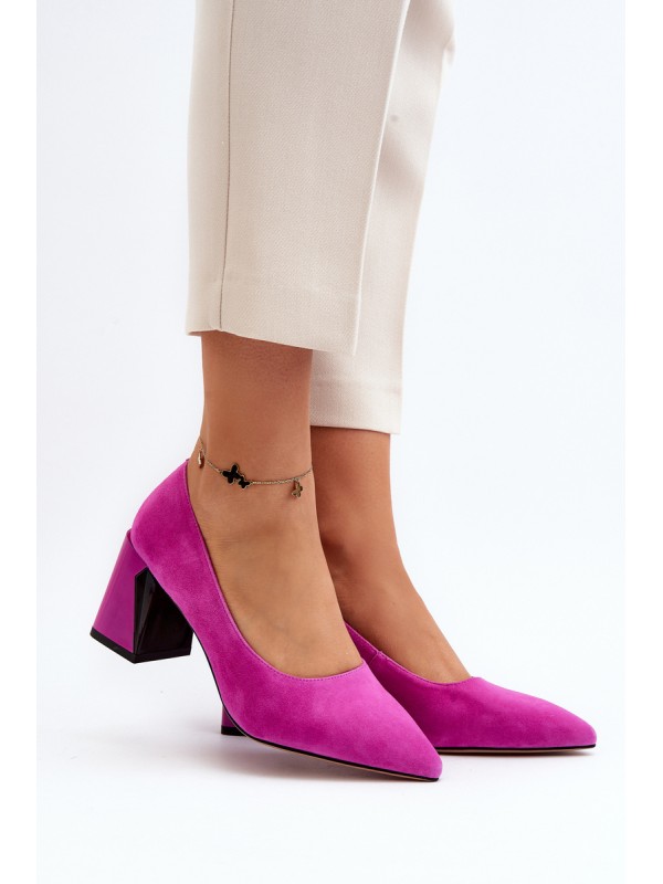 Suede Court Shoes with Stiletto Heel Fuchsia Alessyndra