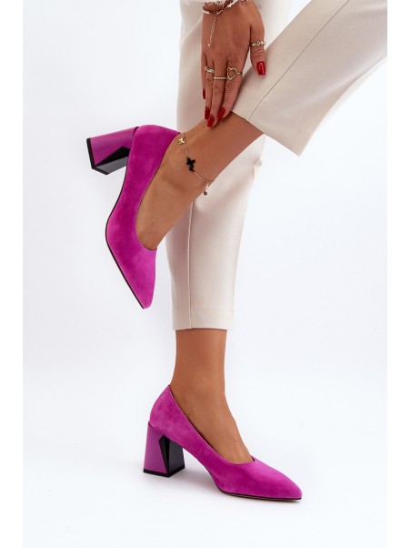 Suede Court Shoes with Stiletto Heel Fuchsia Alessyndra