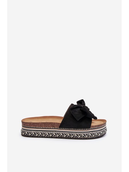 Women's Platform Sandals with Bow Black Evatria