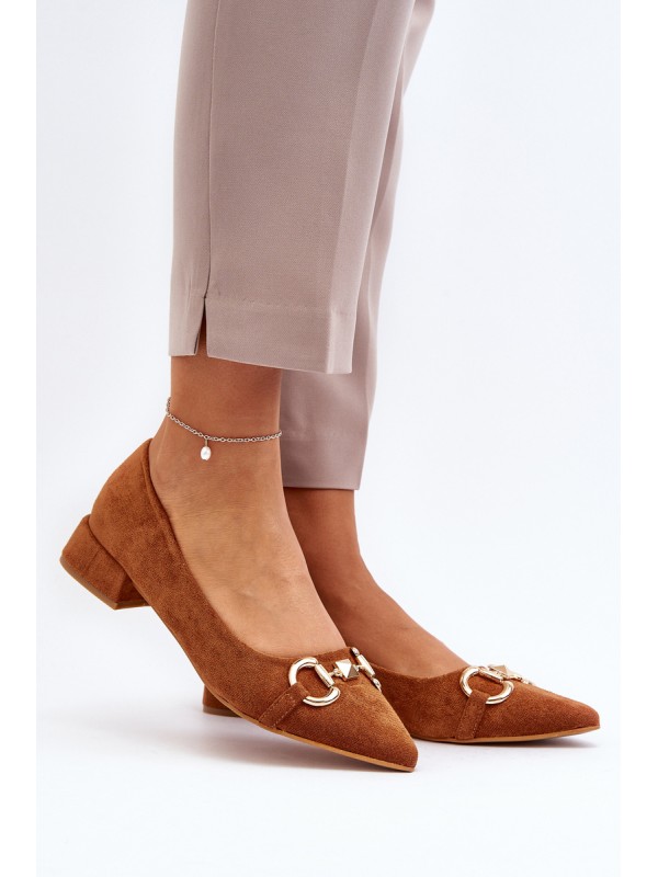 Suede Ballerina Flats with Pointed Toe Camel Ethere
