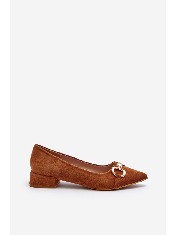 Suede Ballerina Flats with Pointed Toe Camel Ethere
